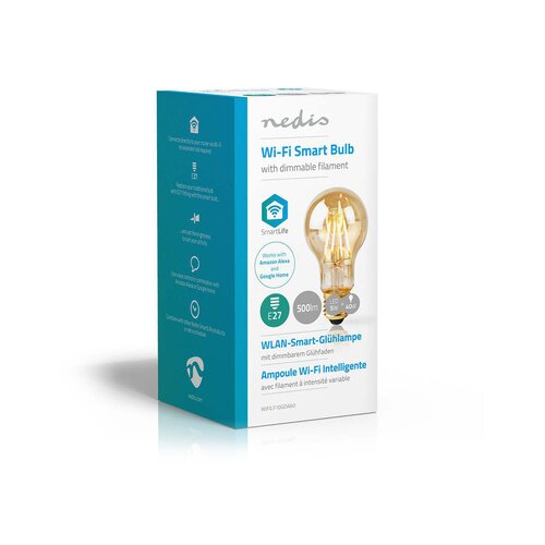 Nedis Wi-Fi Smart LED Filament Bulb | E27 | A60 | 5W | 500 lm Slike